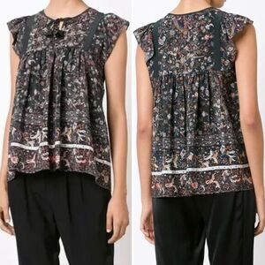 Ulla Johnson Posy Tassel Blouse 100% Silk Size 2/S